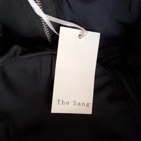 The Sang Women's Chiffon High Slit Strapless Maxi Dress in Black Floral - Picture 10 of 13